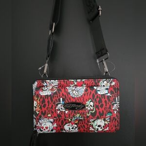 NWT Ed Hardy Red Crossbody Wallet
